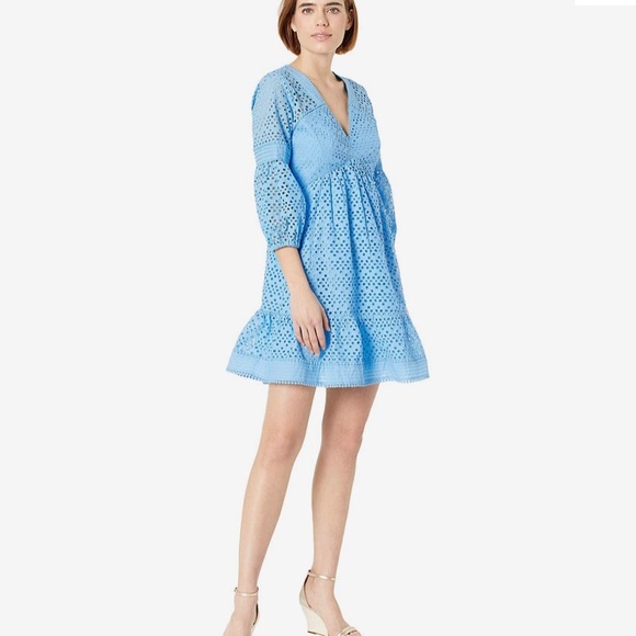 Lilly Pulitzer Lucinda Dress Zanzibar Blue Tideline Eyelet Dress - Picture 1 of 5